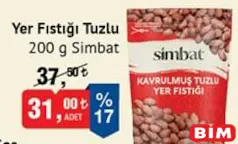 SİMBAT YER FISTIĞI TUZLU 200 G fiyat ve kampanya bilgisi